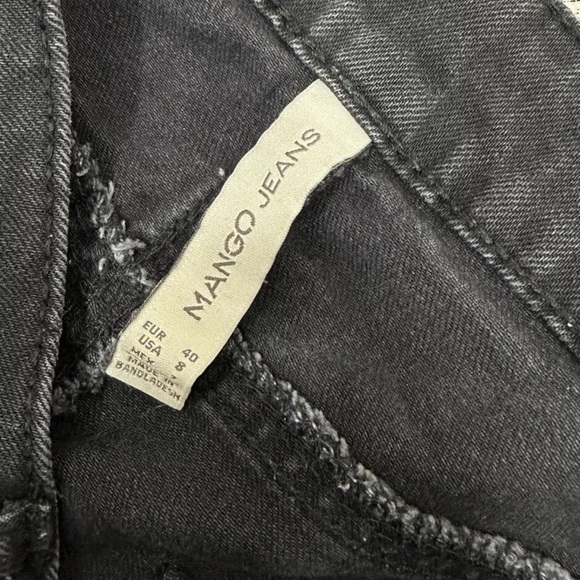 Mango Alice Size 8 Black Slim Fit Straight Leg Dark Wash Denim Jeans - Picture 7 of 9